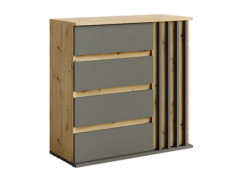 KOMMODE Doris artisan eiche graphitgrau 80 cm / 34 cm / 80 cm