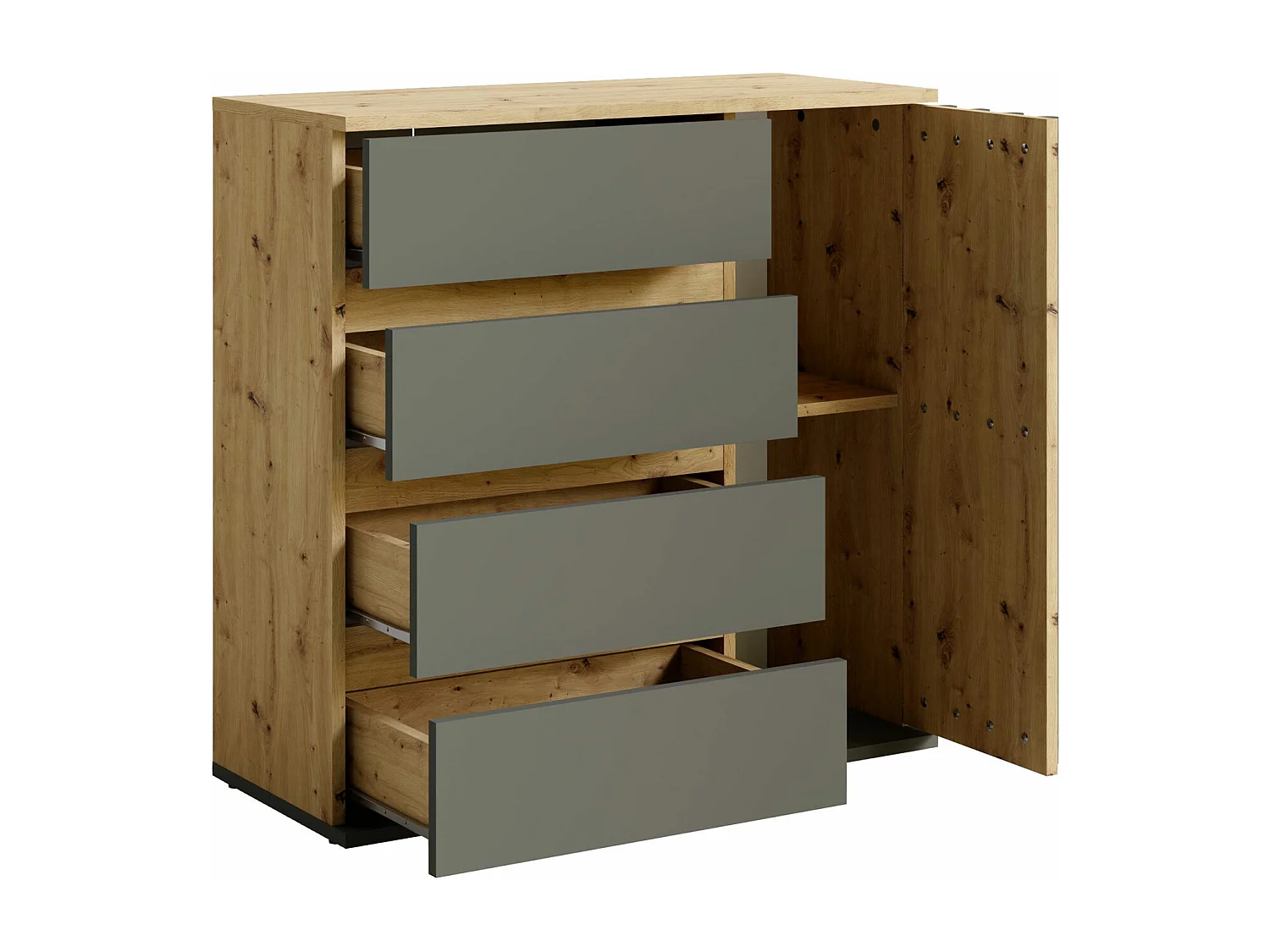 KOMMODE Doris artisan eiche graphitgrau 80 cm / 34 cm / 80 cm