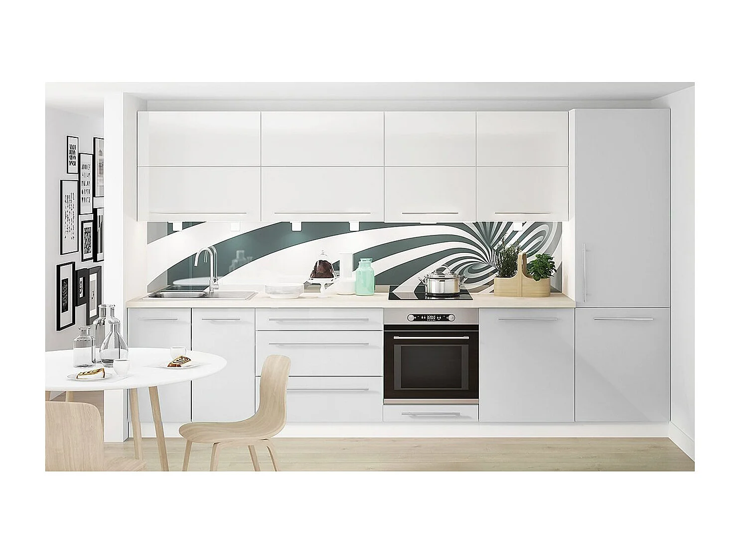 KÜCHENLEERBLOCK Brerra Cdb telegrau / reinweiß lackiert / weiß matt 9-teilig