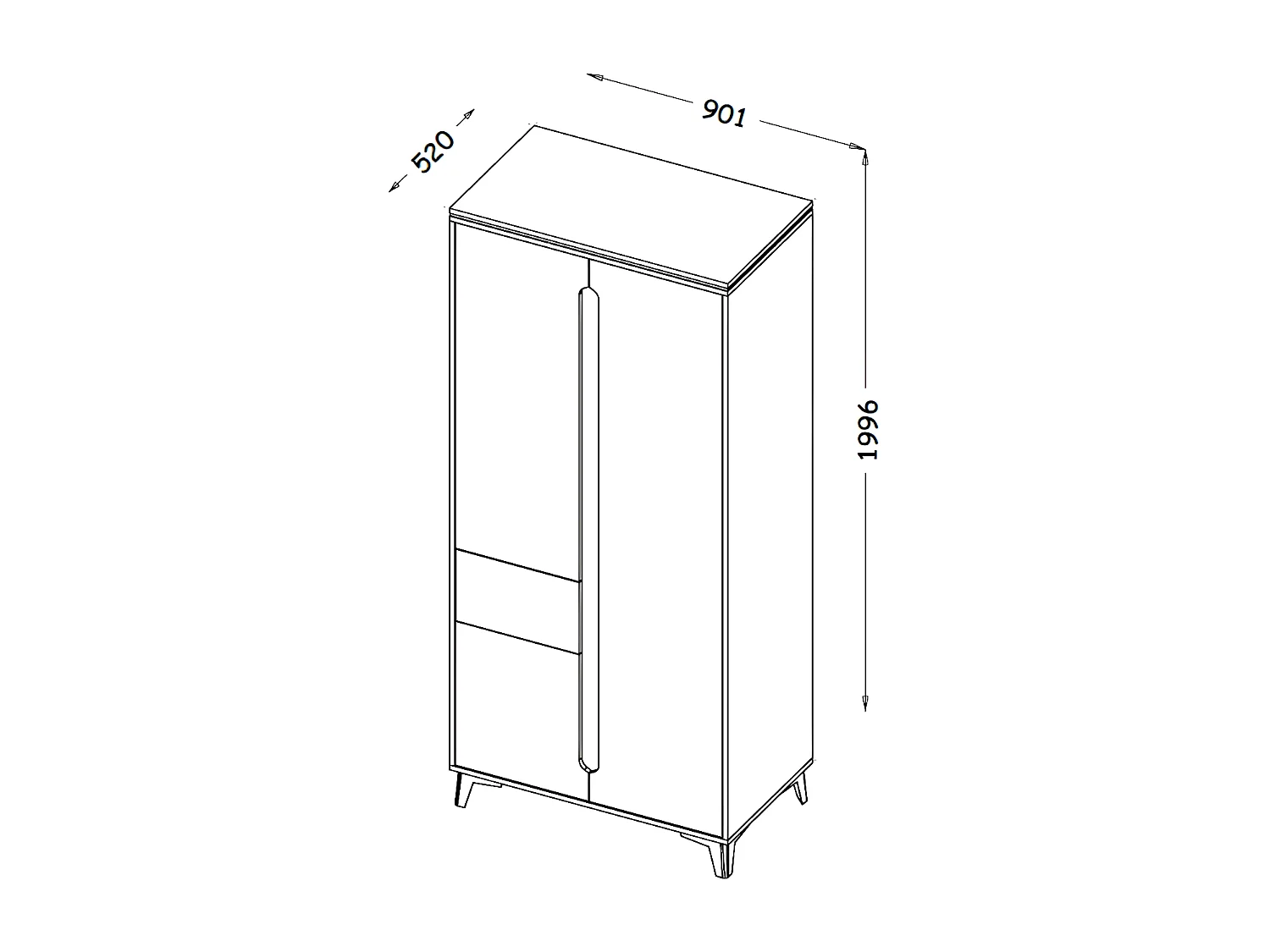 KLEIDERSCHRANK Gapi Fresco grau / Bergesche 90 / 52 / 199cm