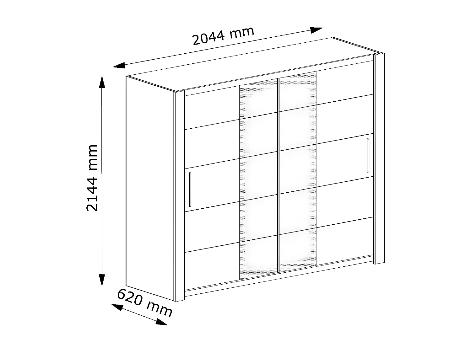 SCHIEBETÜRENSCHRANK Bari weiß / schwarz 204,4 cm / 62 cm / 214,4 cm