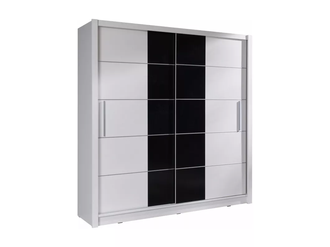 Kauf Unique SCHIEBETÜRENSCHRANK Bari weiß / schwarz 204,4 cm / 62 cm / 214,4 cm