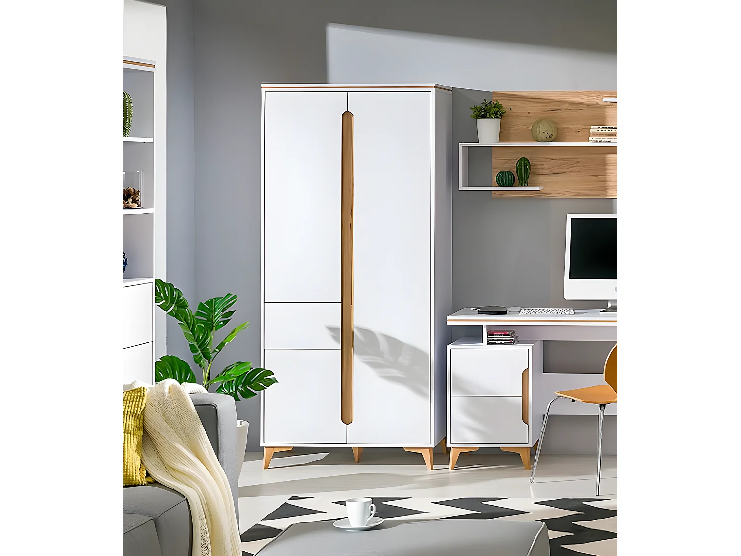 KLEIDERSCHRANK Gapi brilliantweiß / Bergesche 90 / 52 / 199cm