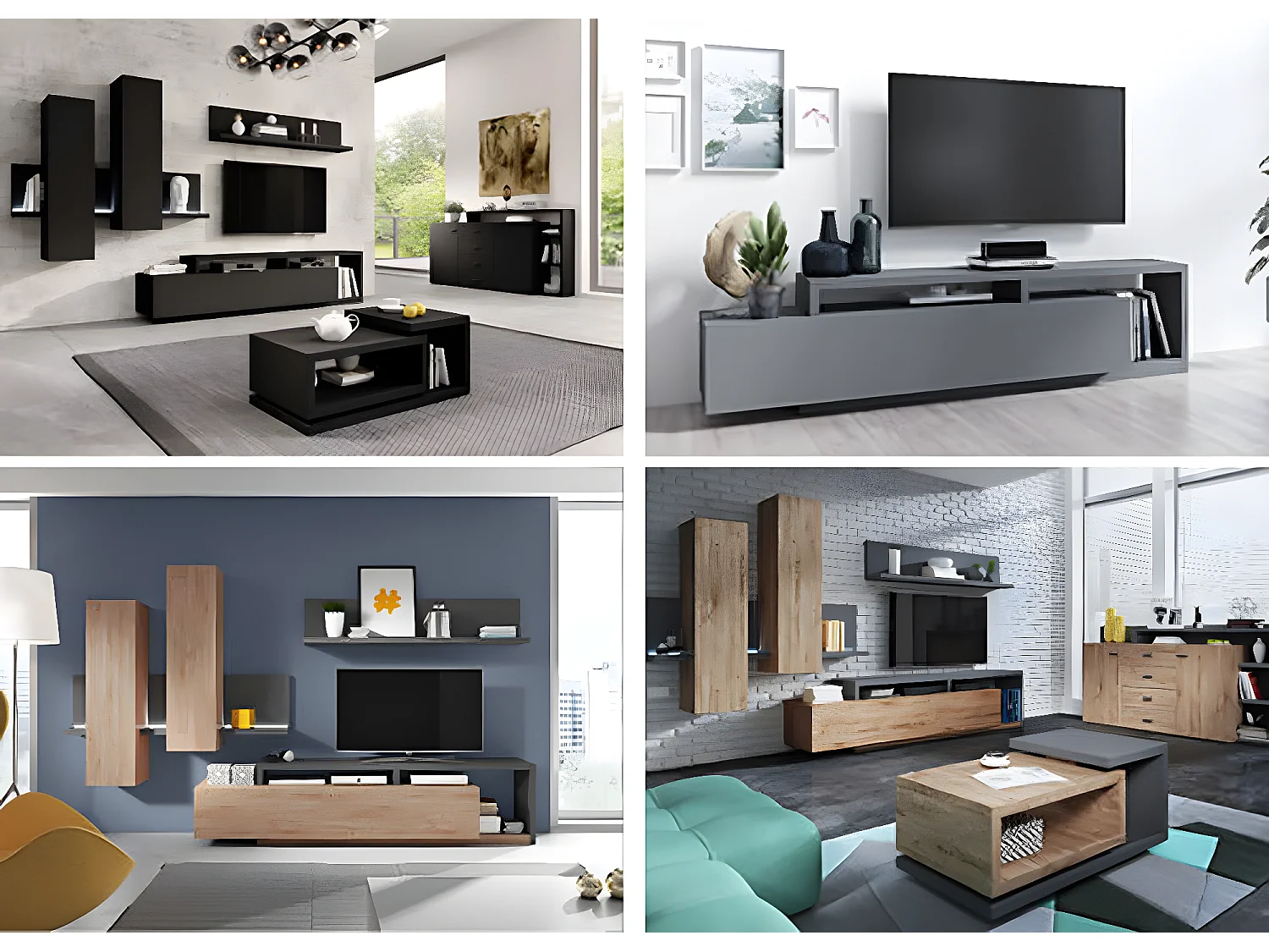 WOHNZIMMER-SET Bota anthrazit / ribbeck eiche 821 cm / 60 cm / 142 cm