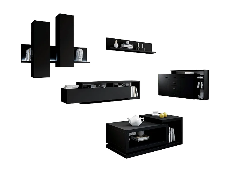 WOHNZIMMER-SET Bota schwarz matt 821x60x142cm