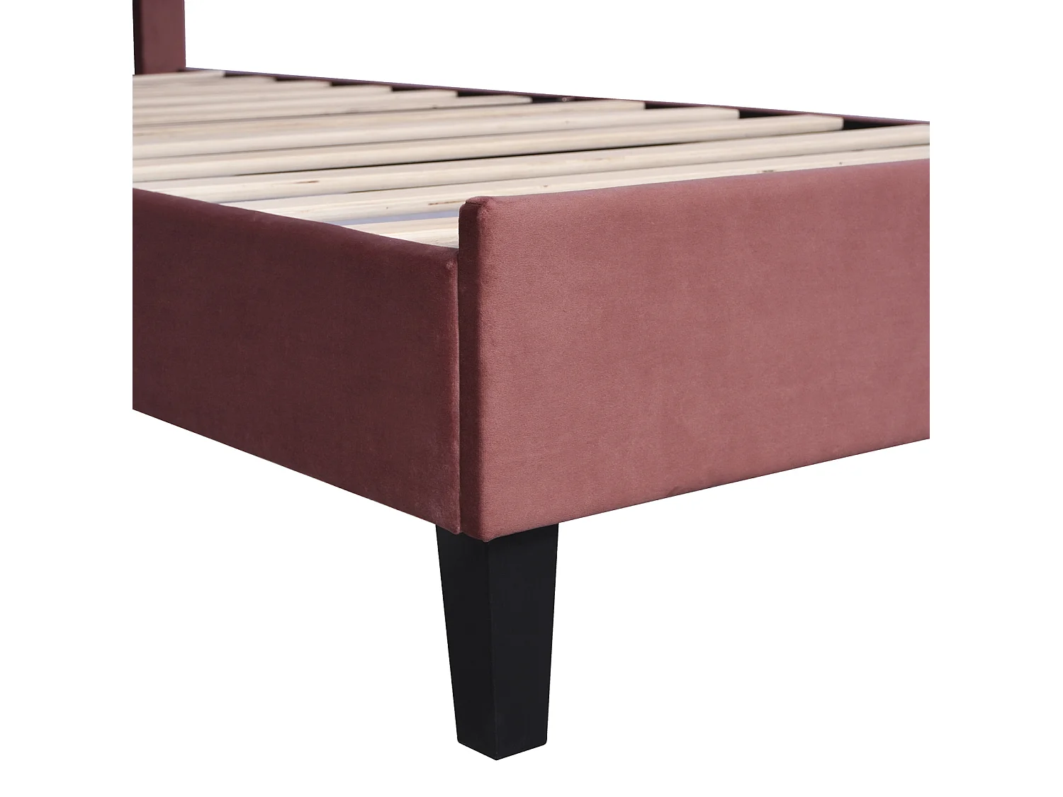 Gepolstertes Einzelbett 90 x 200 cm – blütenförmiges Kopfteil – Lattenrost – Samt – Rot