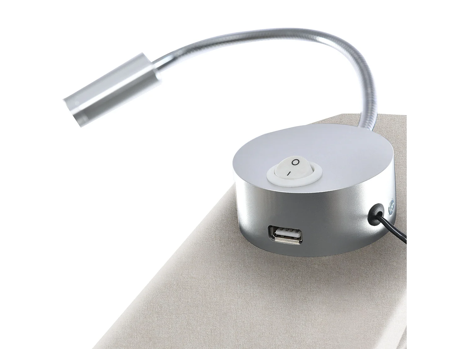 Hydraulisches Bett mit Leselampe – 140 x 200 cm – USB-Aufladung und großer Stauraum – Leinen – Beige