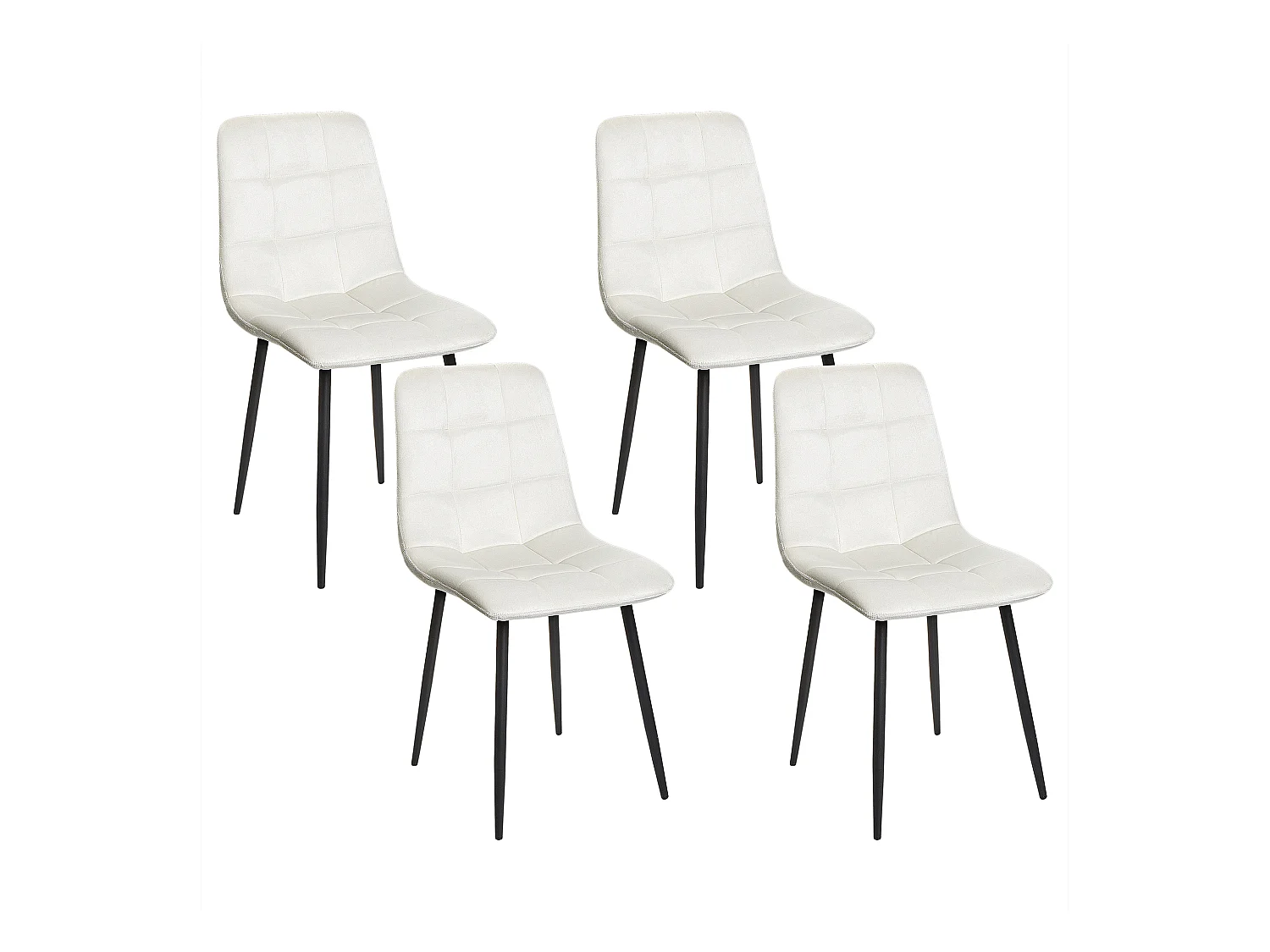 Lot de 4 chaises de salle à manger POWELL Velours Blanc cassé