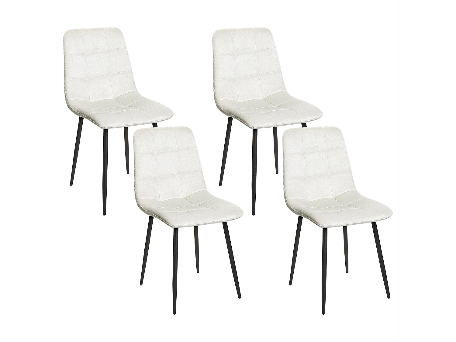 Lot de 4 chaises de salle à manger POWELL Velours Blanc cassé