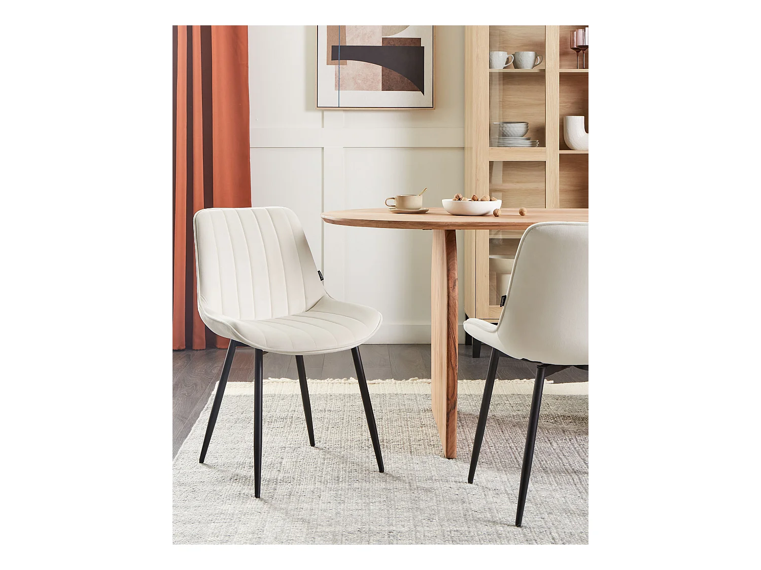 Lot de 2 chaises de salle à manger DUBROVNIK Velours Beige clair