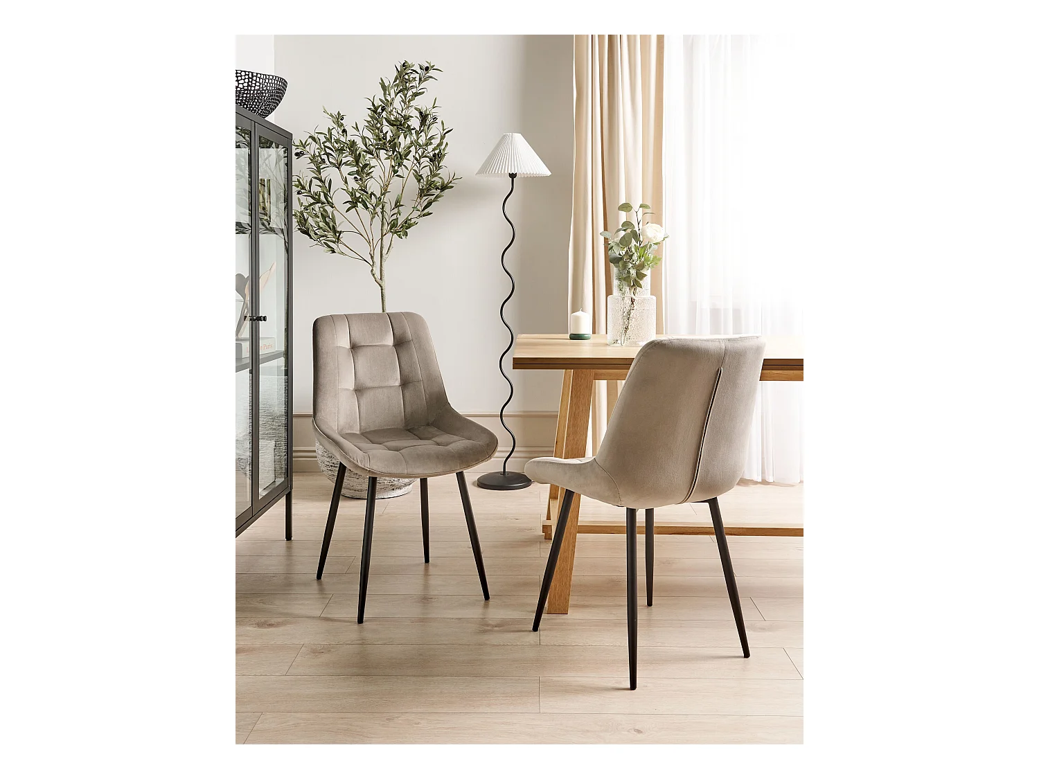 Lot de 2 chaises de salle à manger MELROSE Velours Taupe