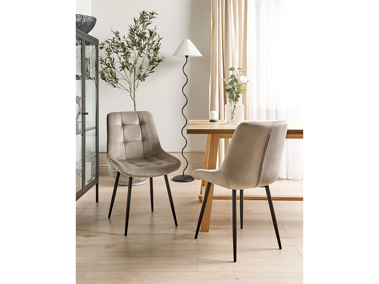 Lot de 2 chaises de salle à manger MELROSE Velours Taupe