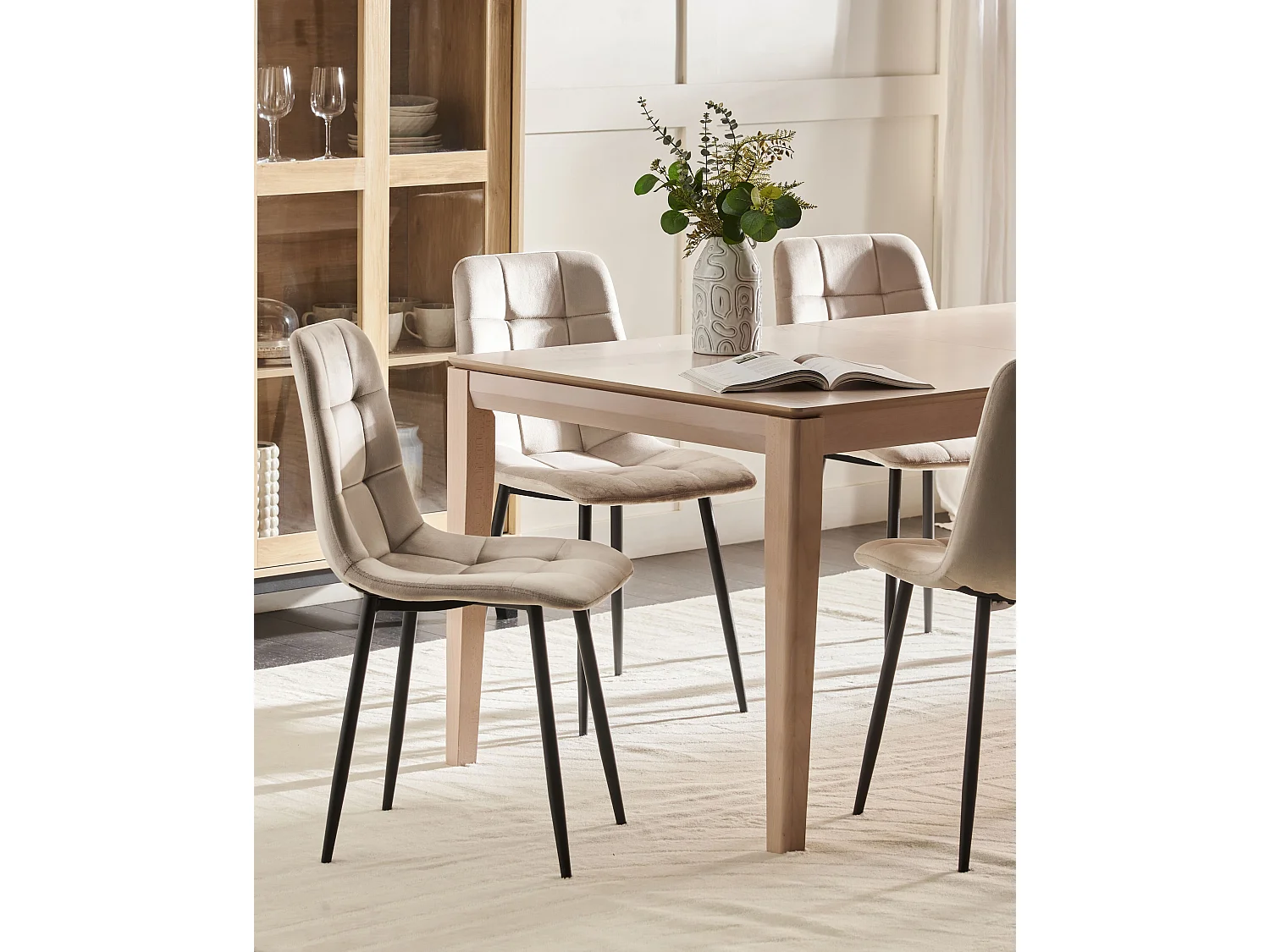 Lot de 4 chaises de salle à manger POWELL Velours Beige