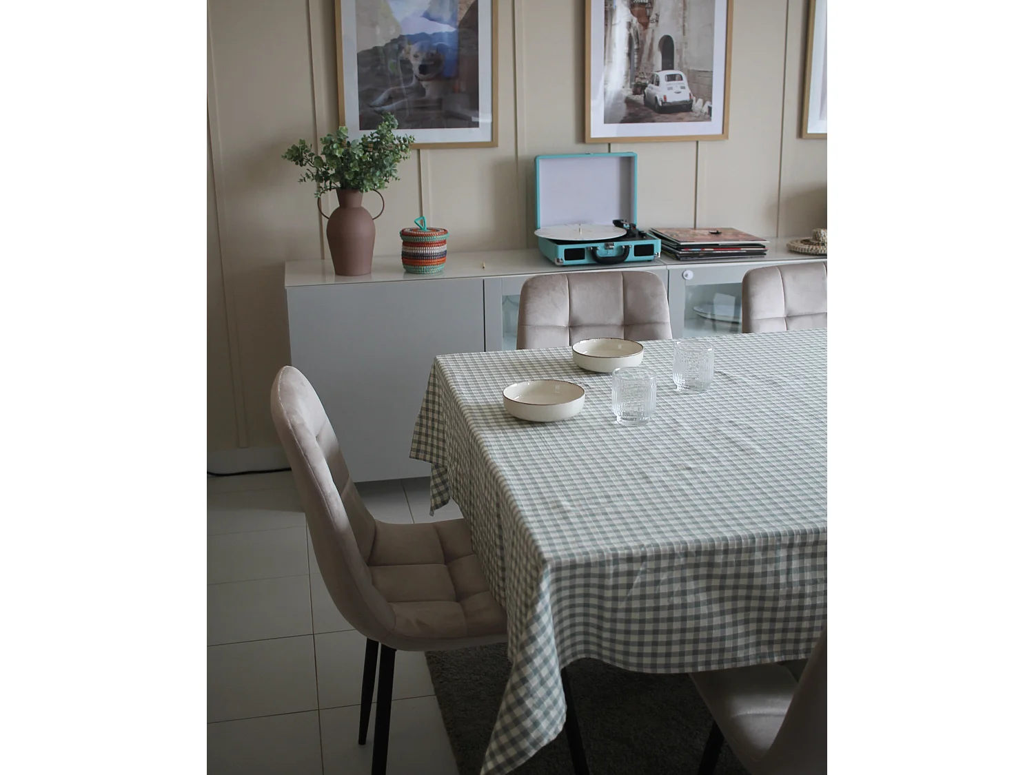 Lot de 4 chaises de salle à manger POWELL Velours Beige