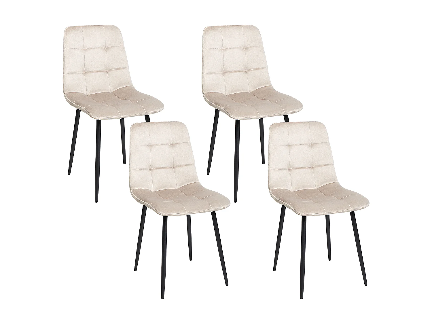 Lot de 4 chaises de salle à manger POWELL Velours Beige