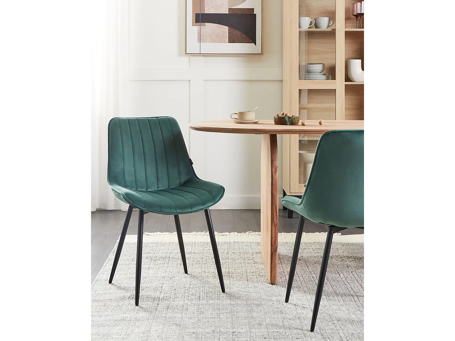 Lot de 2 chaises de salle à manger DUBROVNIK Velours Vert émeraude