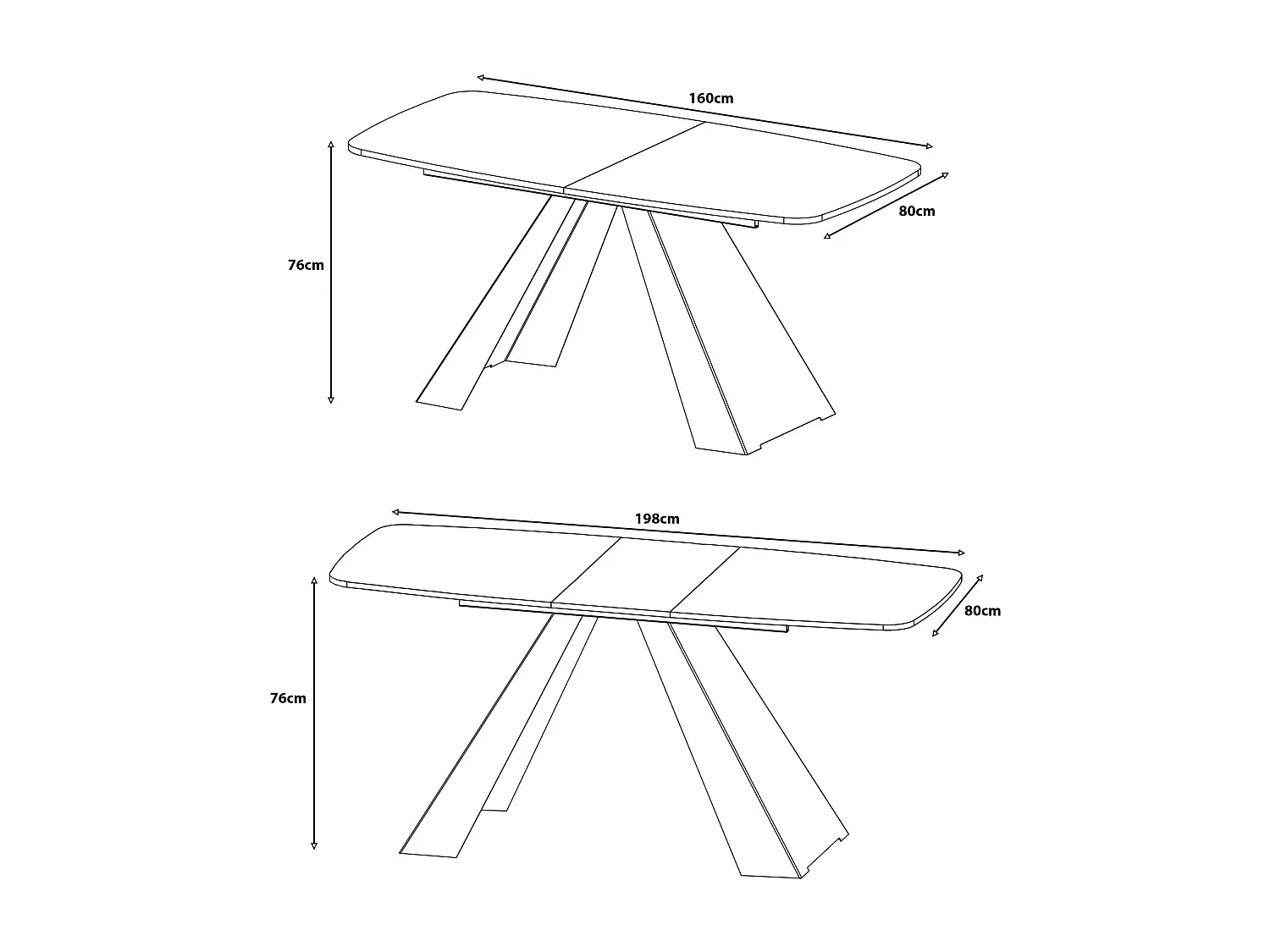 ESSTISCH Myron Eiche Artisan / Schwarz 160/200 / 80 / 76cm
