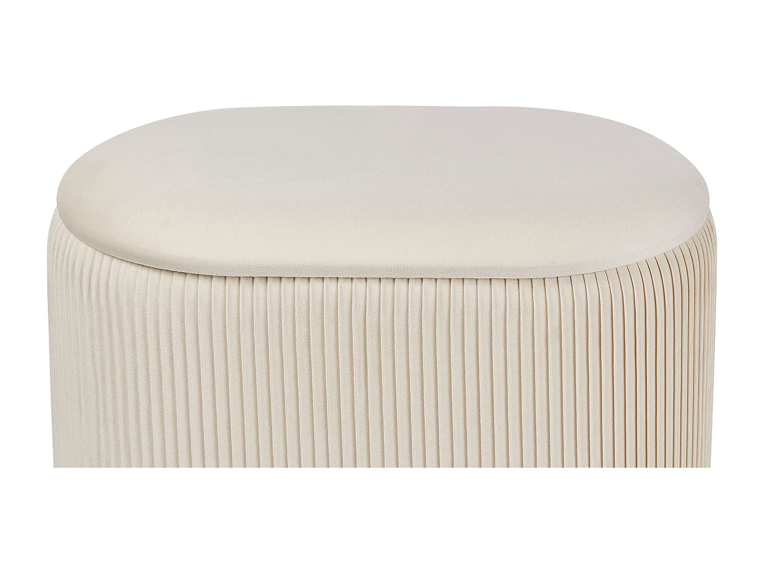 Pouf mit Stauraum Samtstoff Hellbeige oval 55x35 cm plissiert Modern Richland