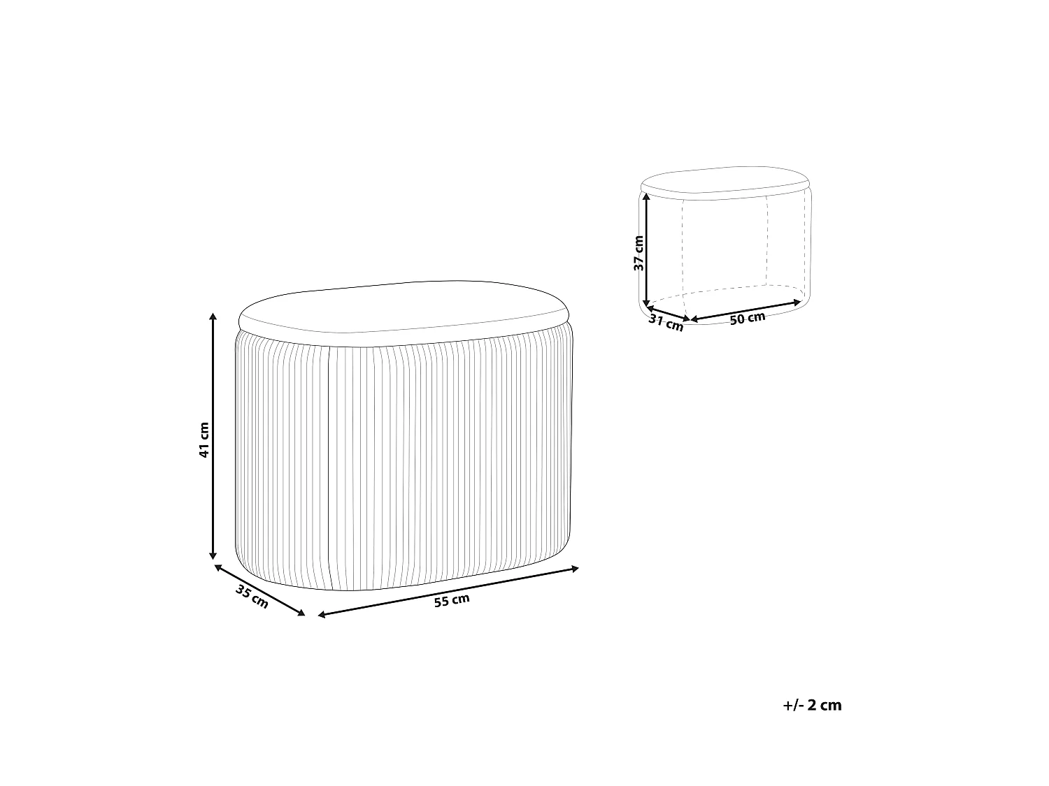 Pouf de rangement RICHLAND Velours Beige clair