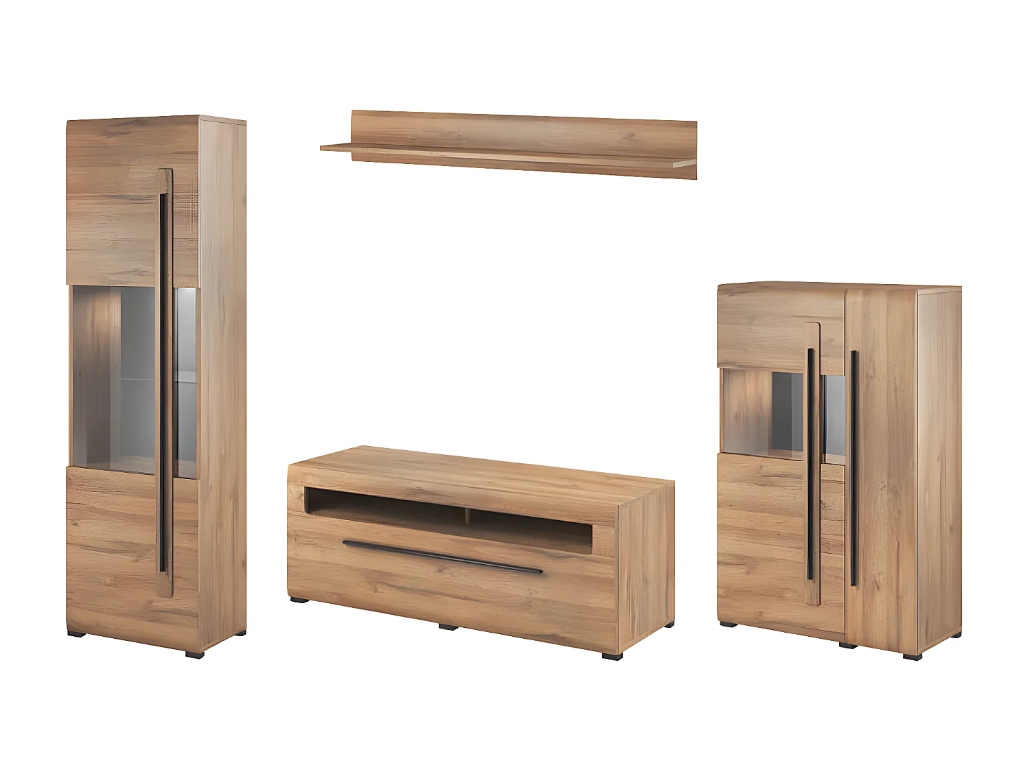 WOHNWAND Tulsa  Eiche Grandson 290 cm / 39 - 50 cm / 204 cm