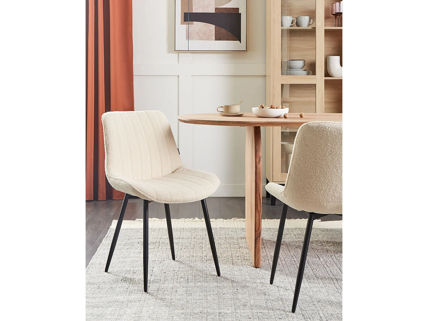 Lot de 2 chaises de salle à manger DUBROVNIK Bouclé Beige clair