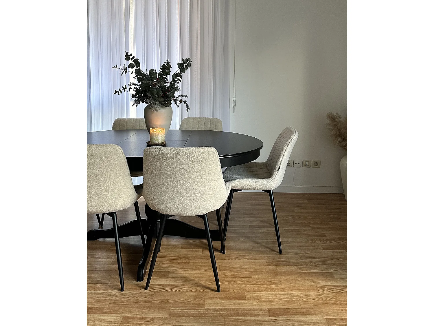 Esszimmerstuhl 2er Set DUBROVNIK Bouclé Hellbeige
