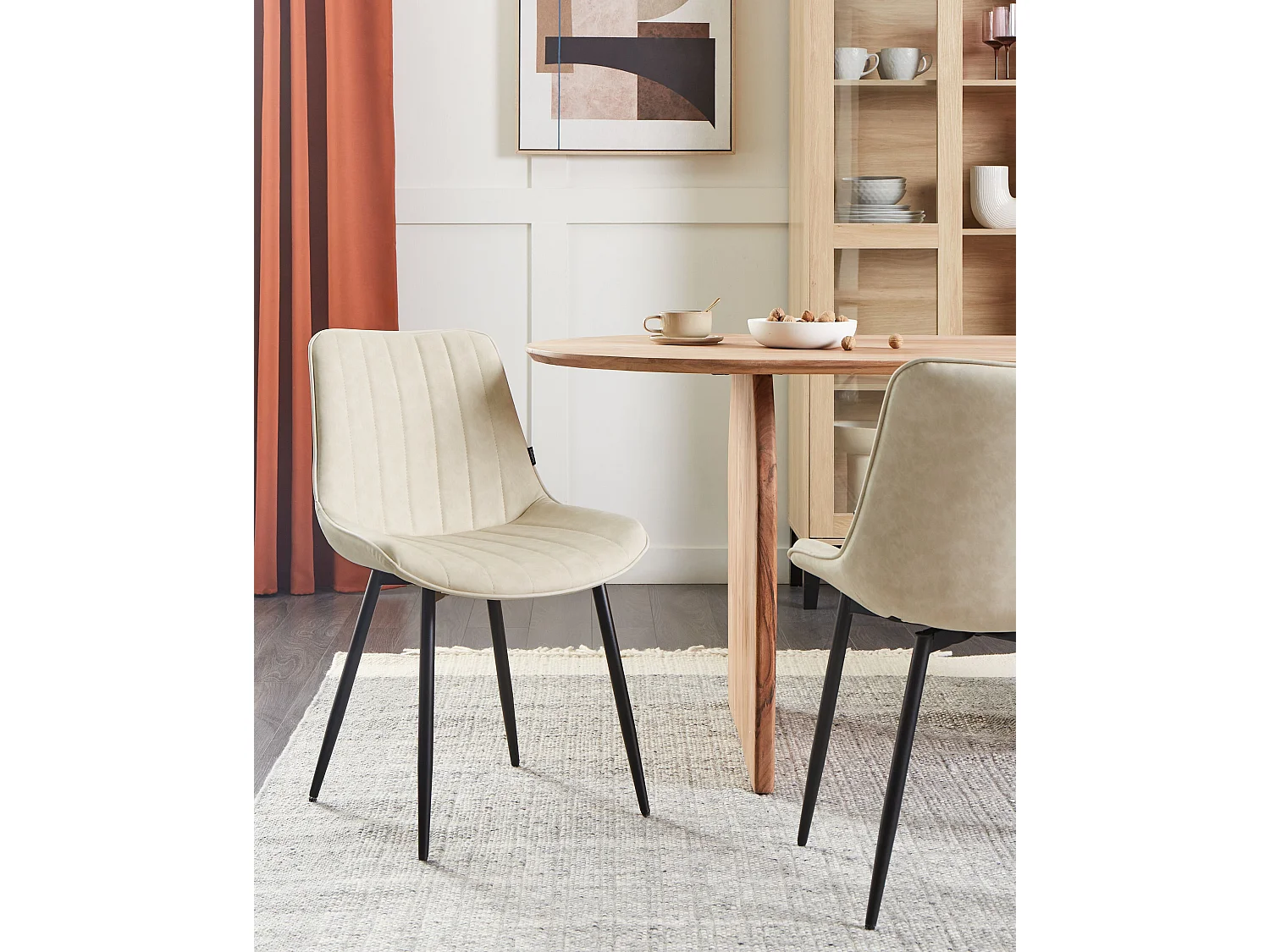 Lot de 2 chaises de salle à manger DUBROVNIK Cuir PU Beige clair