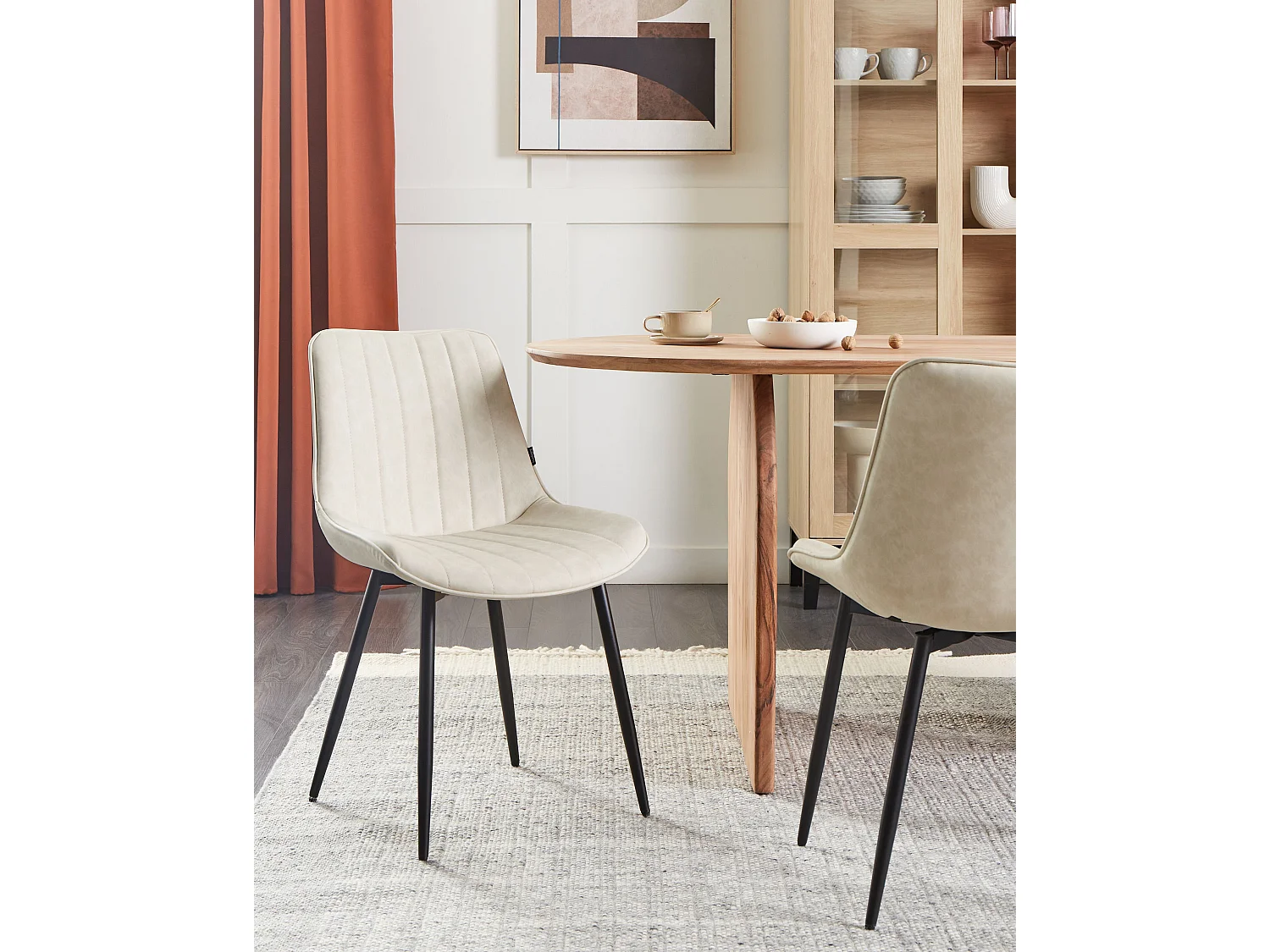 Lot de 2 chaises de salle à manger DUBROVNIK Cuir PU Beige clair