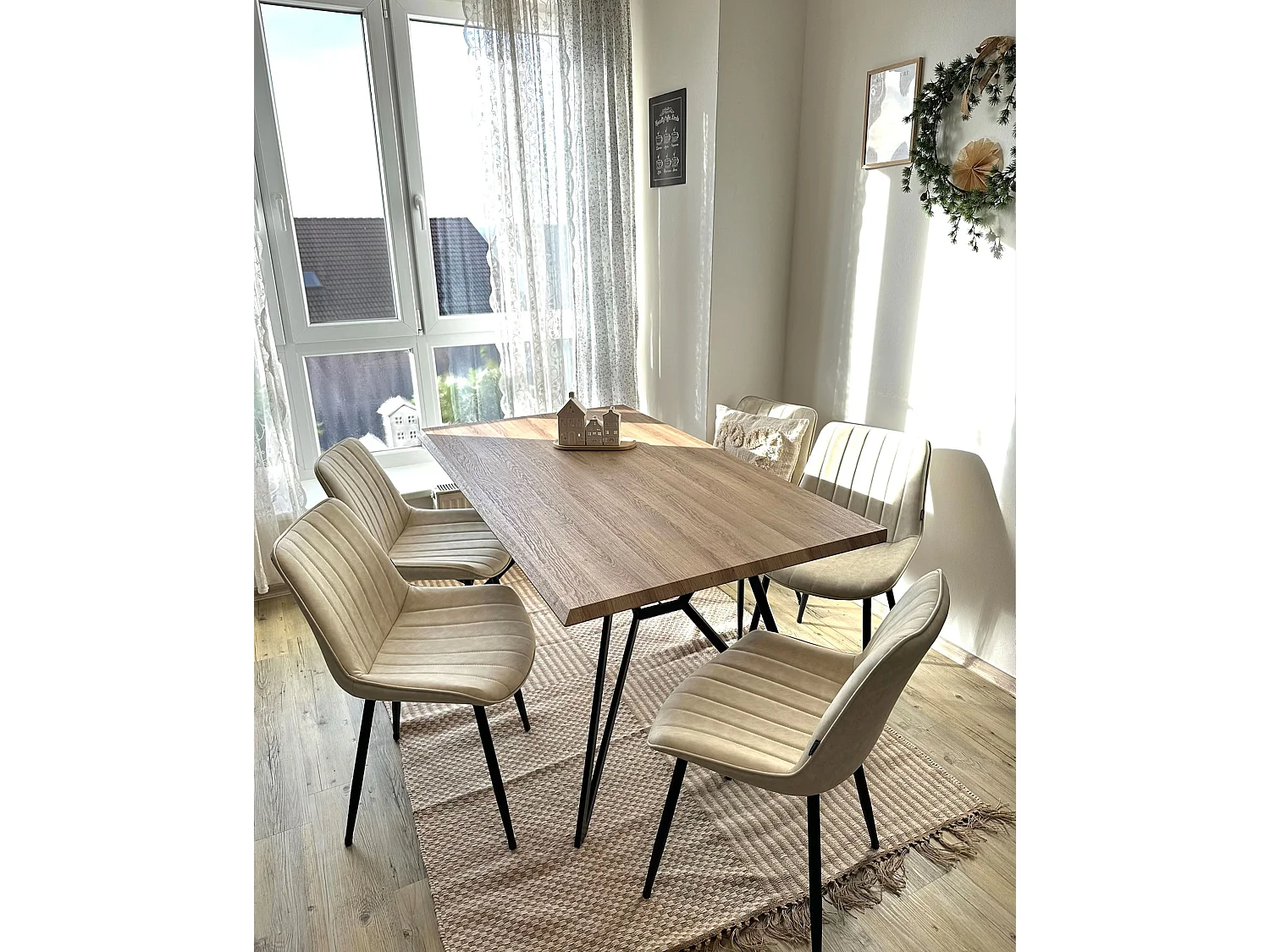 Esszimmerstuhl 2er Set DUBROVNIK Kunstleder Hellbeige