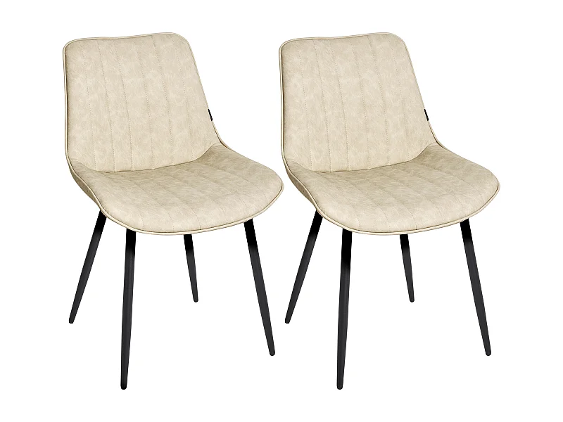 Set di 2 sedie da pranzo DUBROVNIK Pelle sintetica Beige chiaro