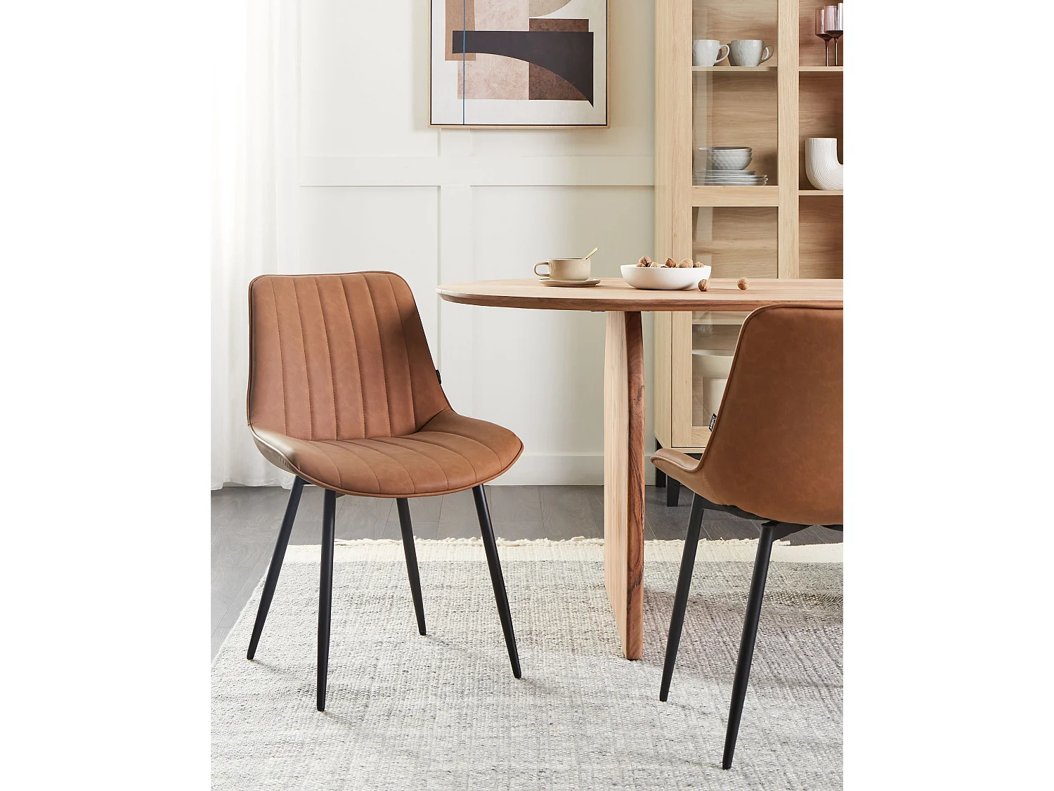 Conjunto de 2 cadeiras de jantar DUBROVNIK Pele sintética Castanho