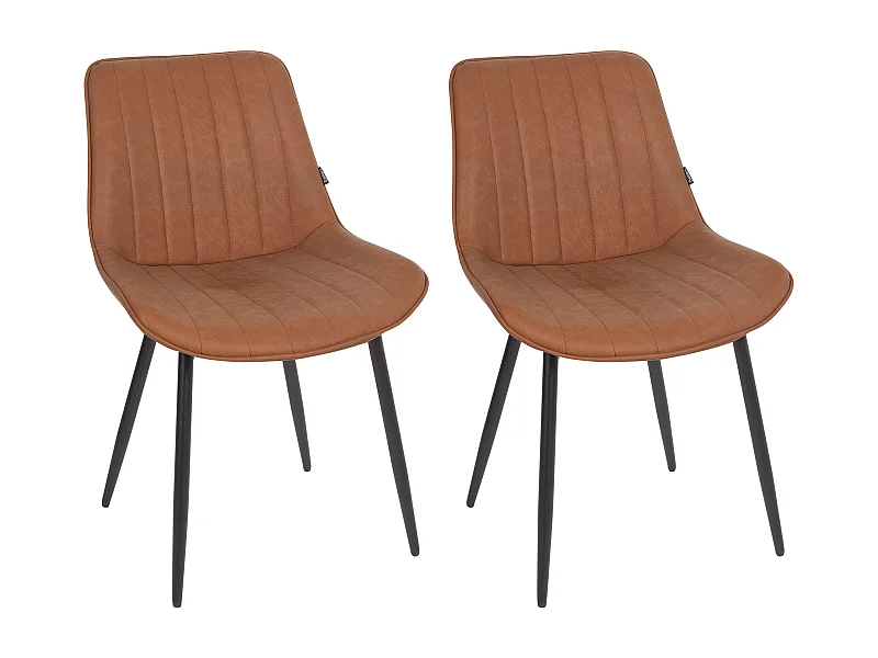 Esszimmerstuhl 2er Set Kunstleder braun gesteppt mit Metallbeinen Dubrovnik