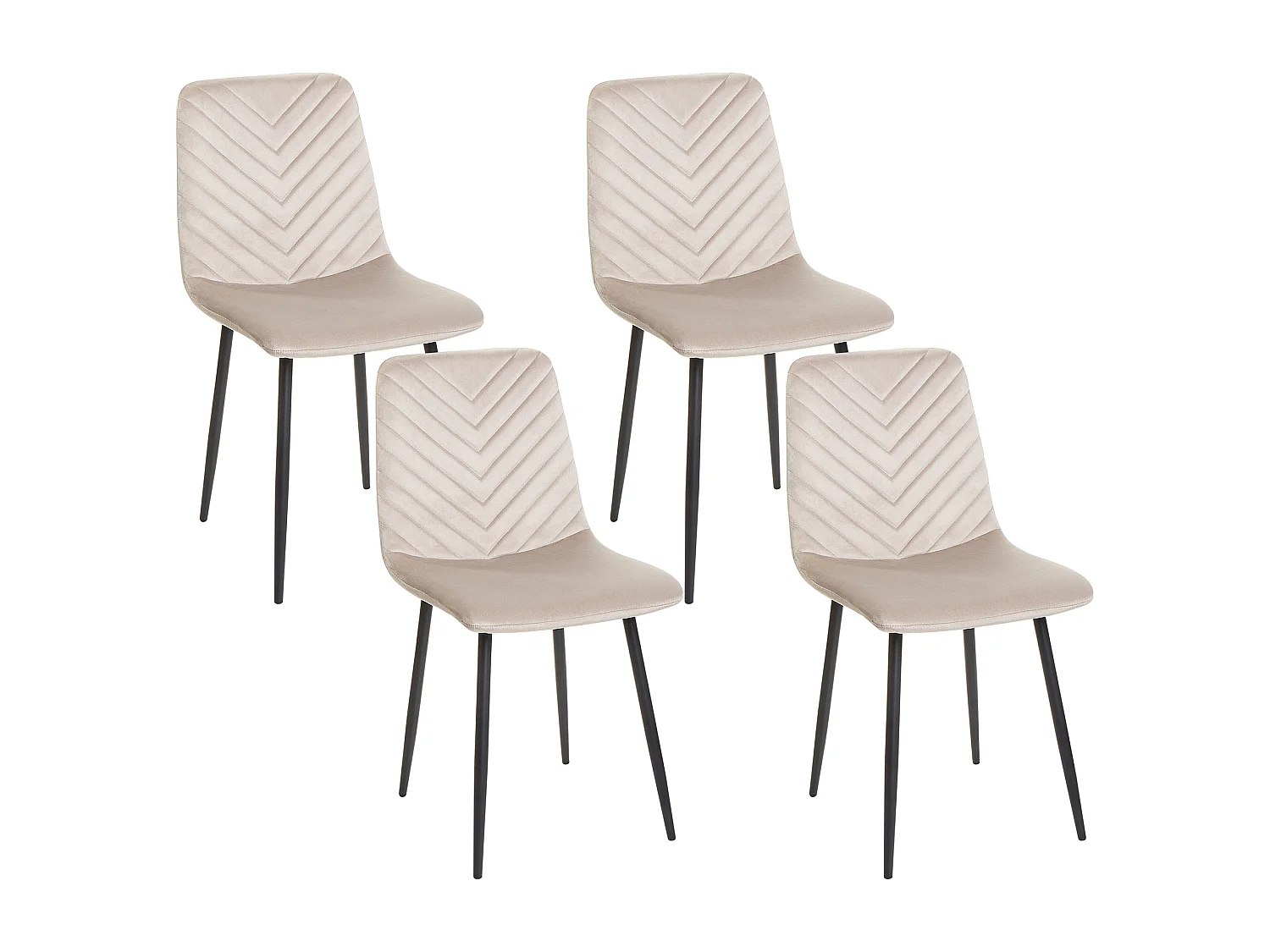 Lot de 4 chaises de salle à manger HAVRE Velours Beige