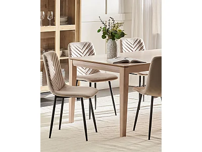 Set di 4 sedie da pranzo HAVRE Velluto Beige