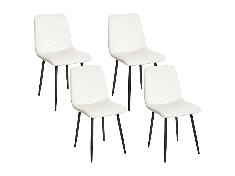 Lot de 4 chaises de salle à manger HAVRE Velours Blanc cassé