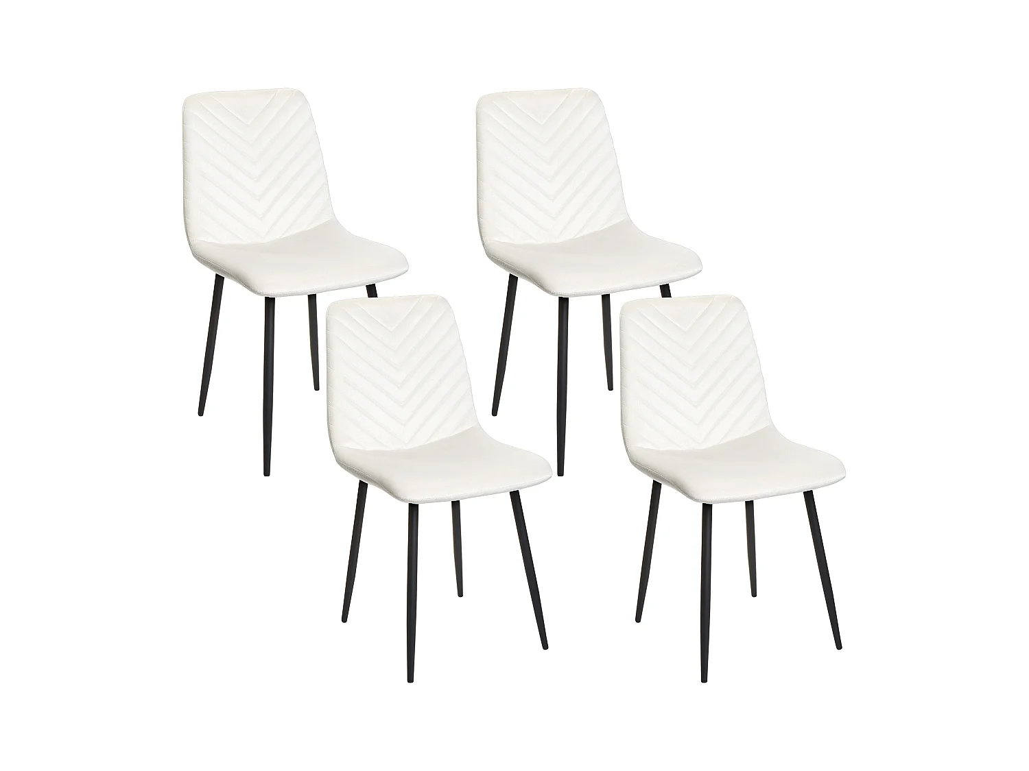 Lot de 4 chaises de salle à manger HAVRE Velours Blanc cassé