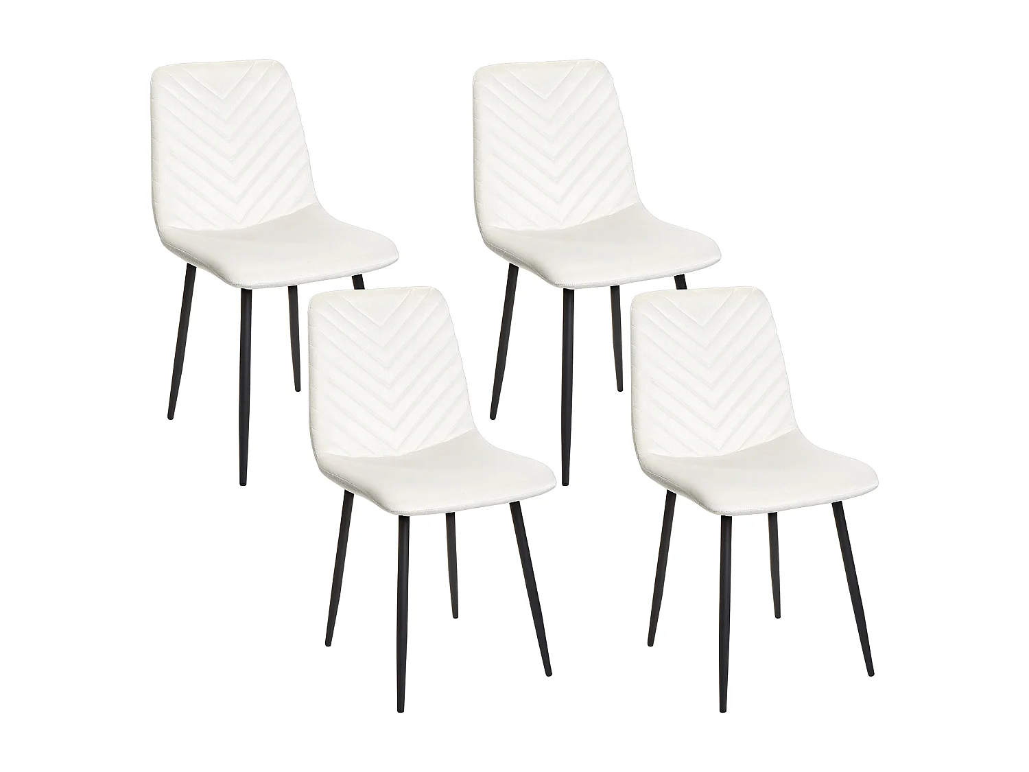 Lot de 4 chaises de salle à manger HAVRE Velours Blanc cassé