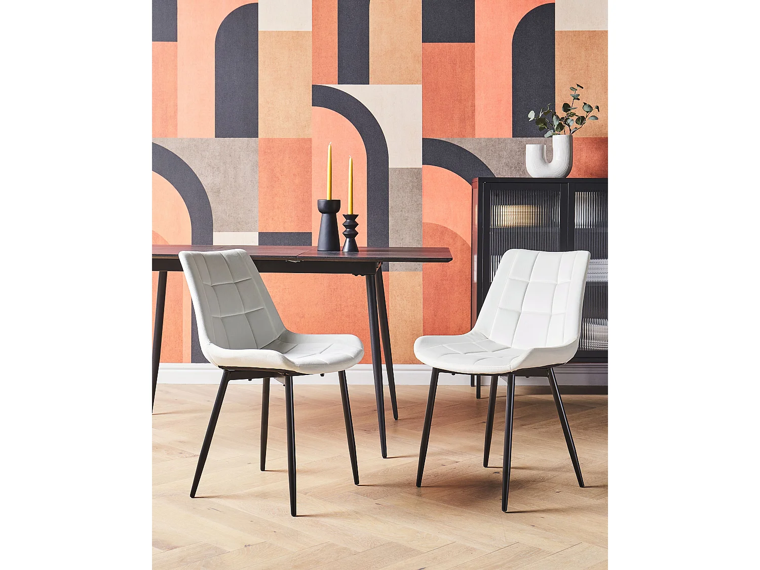 Eetkamerstoel MELROSE II Fluweel Gebroken wit