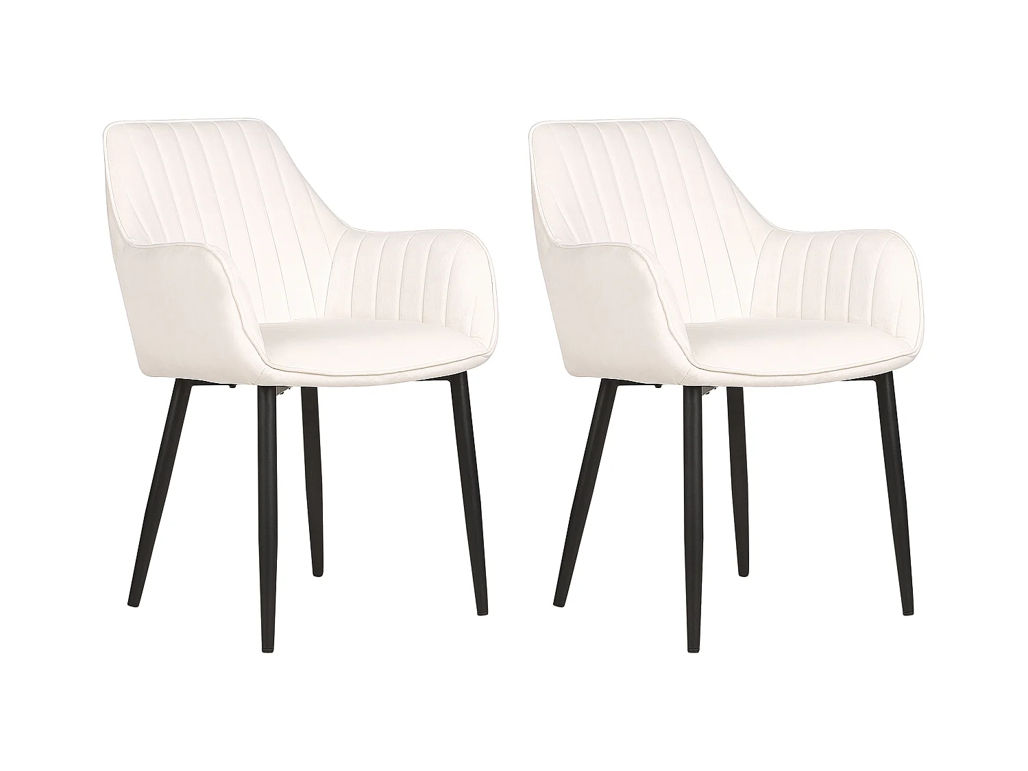 Lot de 2 chaises de salle à manger WELLSTON Velours Blanc cassé