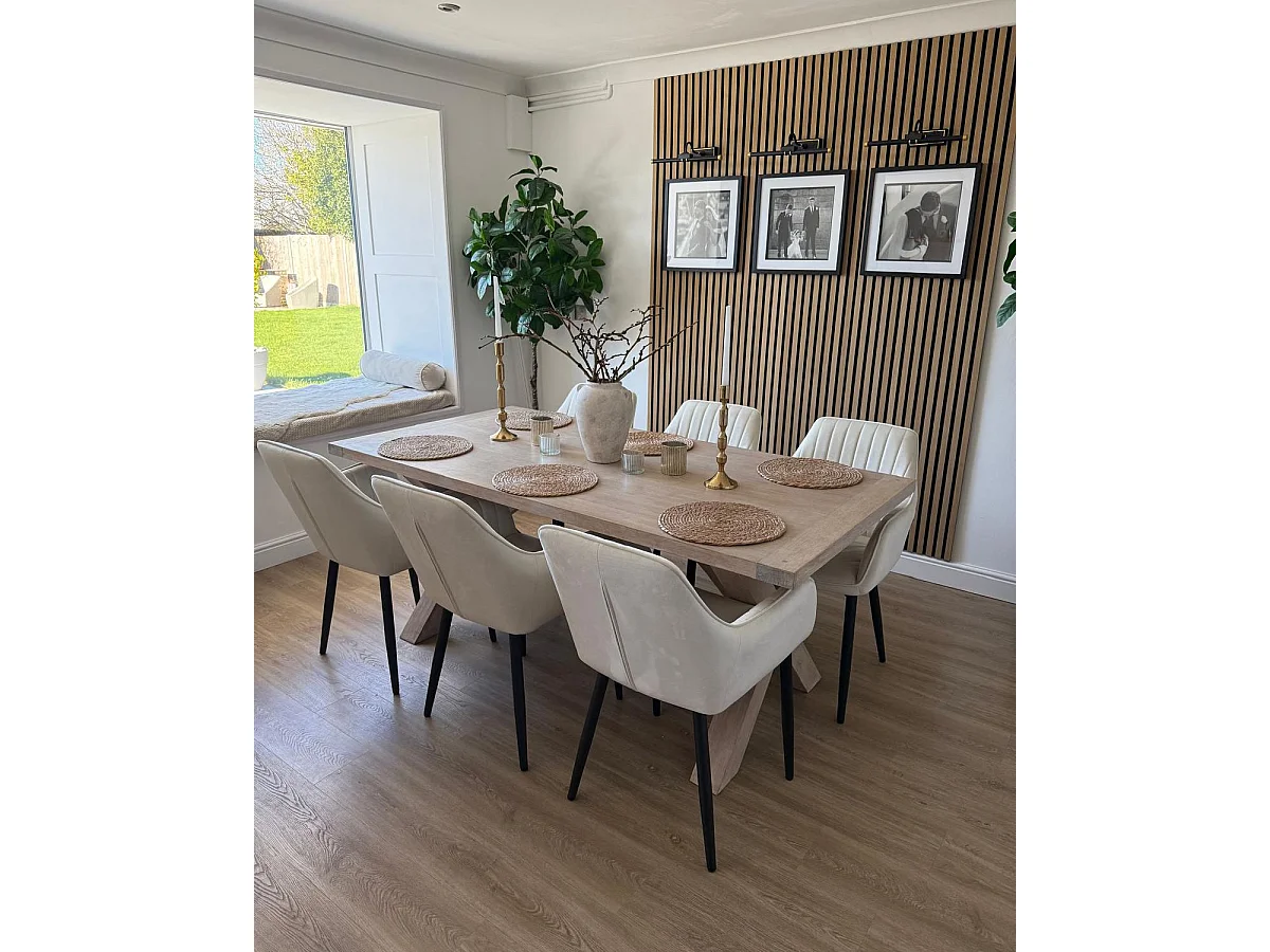 Lot de 2 chaises de salle à manger WELLSTON Velours Blanc cassé