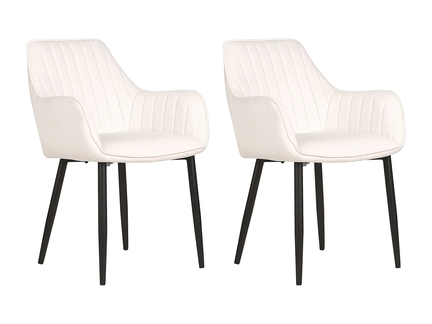 Lot de 2 chaises de salle à manger WELLSTON Velours Blanc cassé