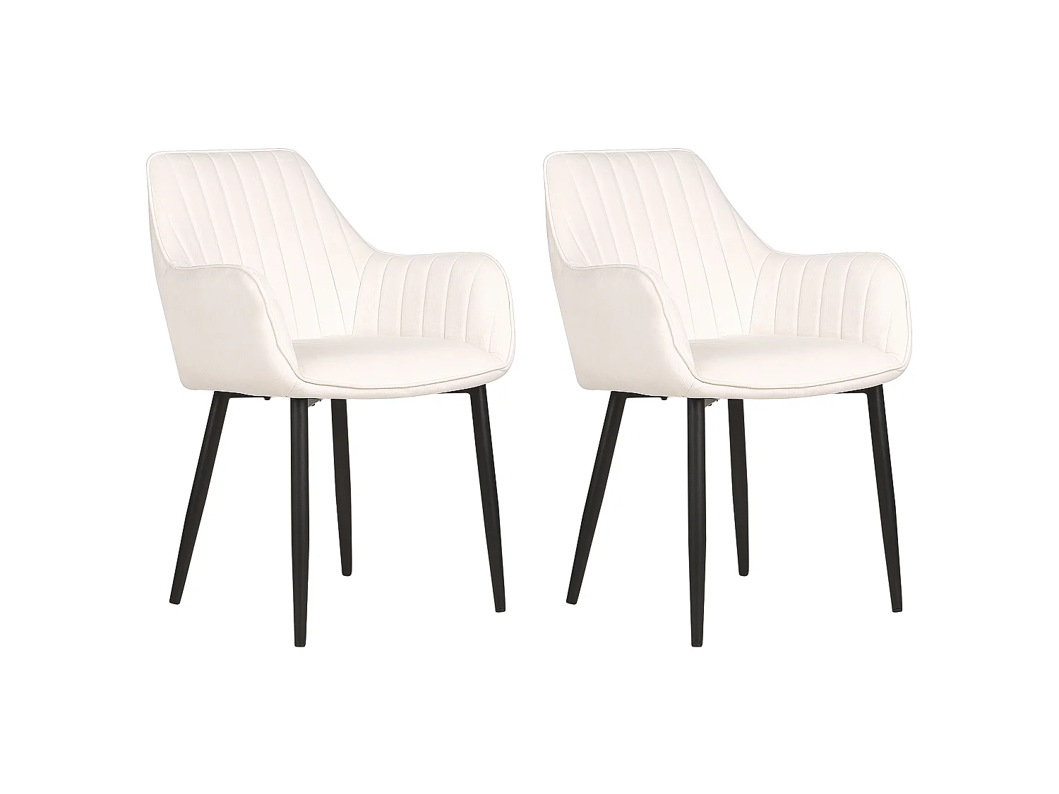 Lot de 2 chaises de salle à manger WELLSTON Velours Blanc cassé