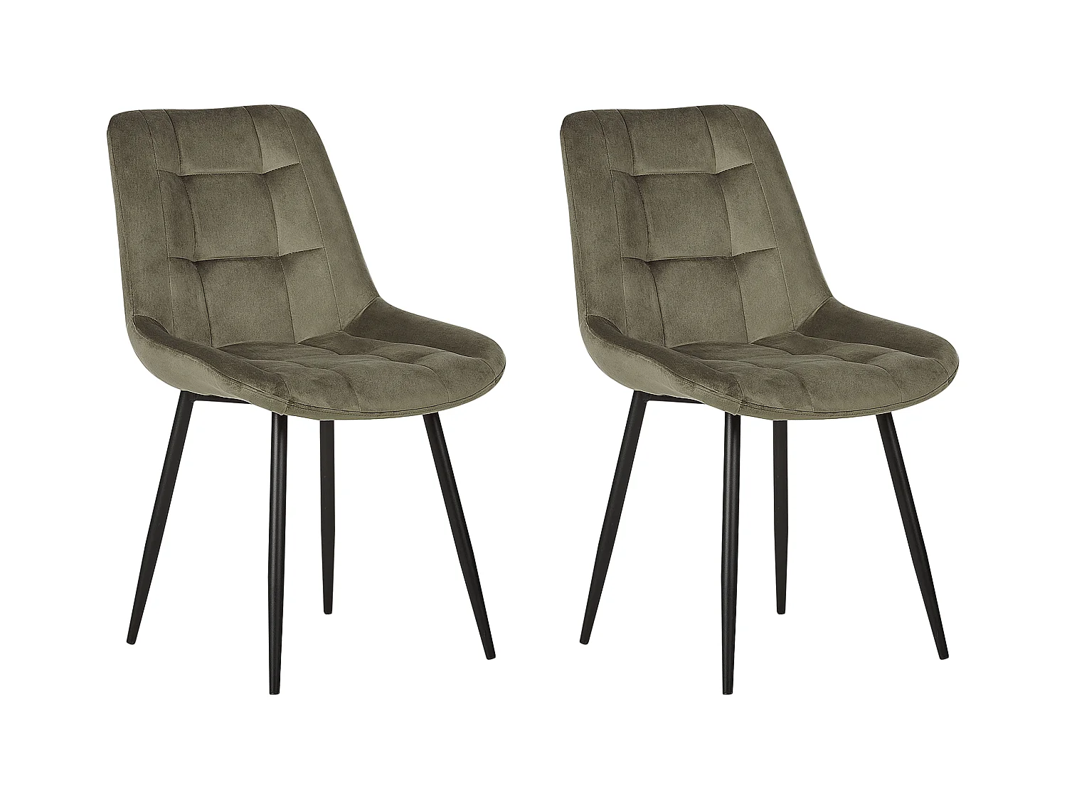 Lot de 2 chaises de salle à manger MELROSE Velours Vert olive