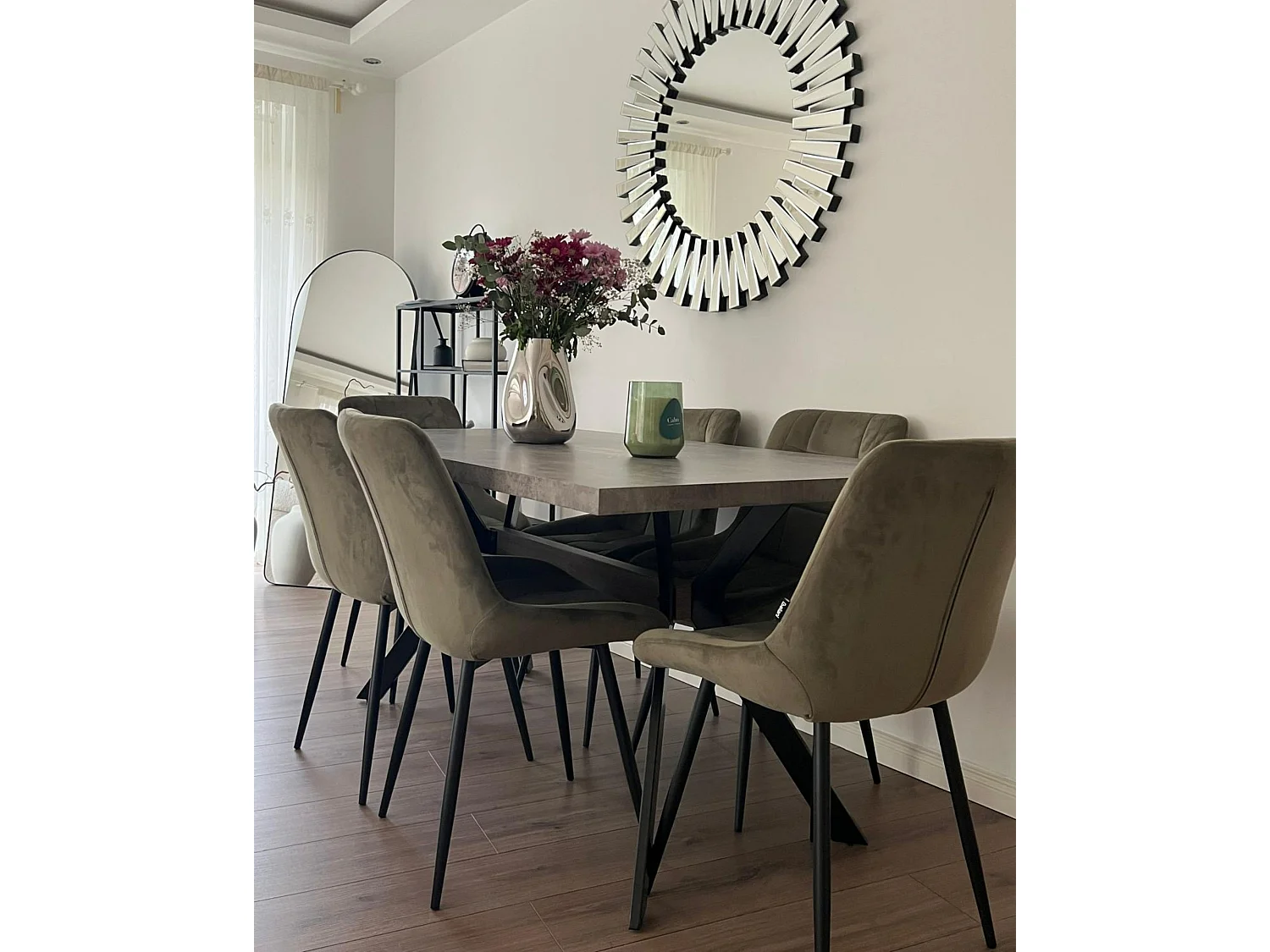 Lot de 2 chaises de salle à manger MELROSE Velours Vert olive