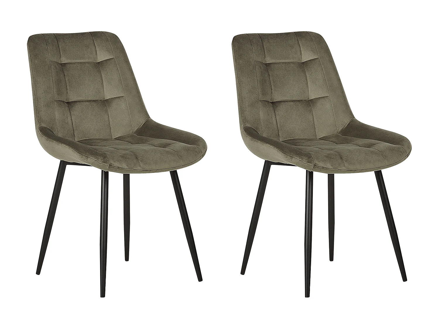 Lot de 2 chaises de salle à manger MELROSE Velours Vert olive