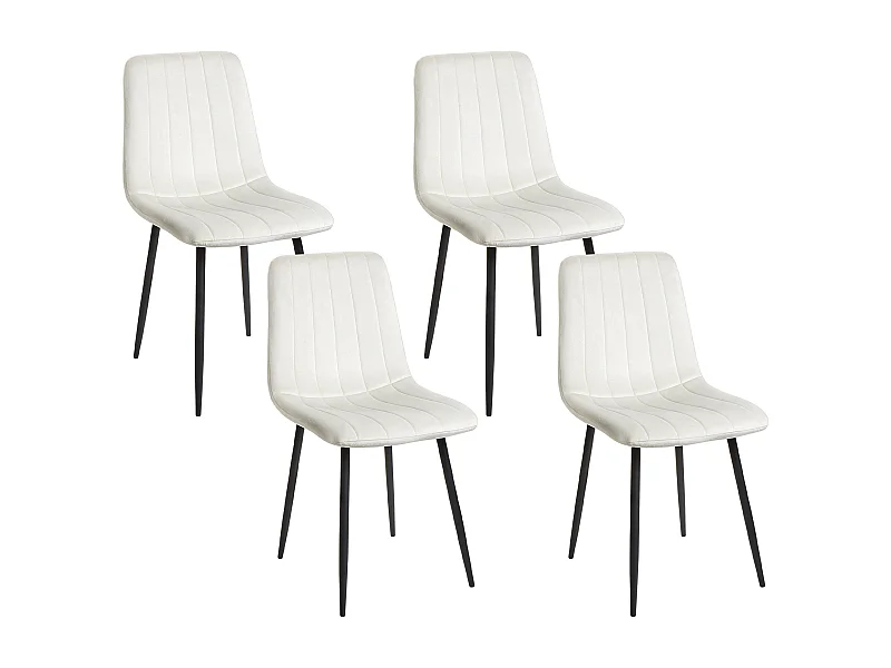 Lot de 4 chaises de salle à manger KALISPELL Velours Blanc cassé