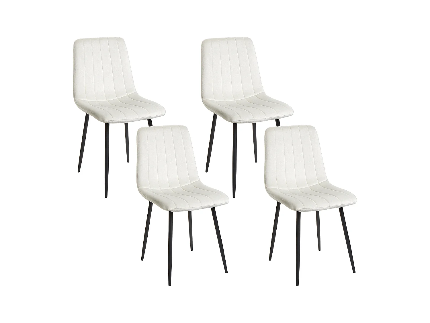 Lot de 4 chaises de salle à manger KALISPELL Velours Blanc cassé