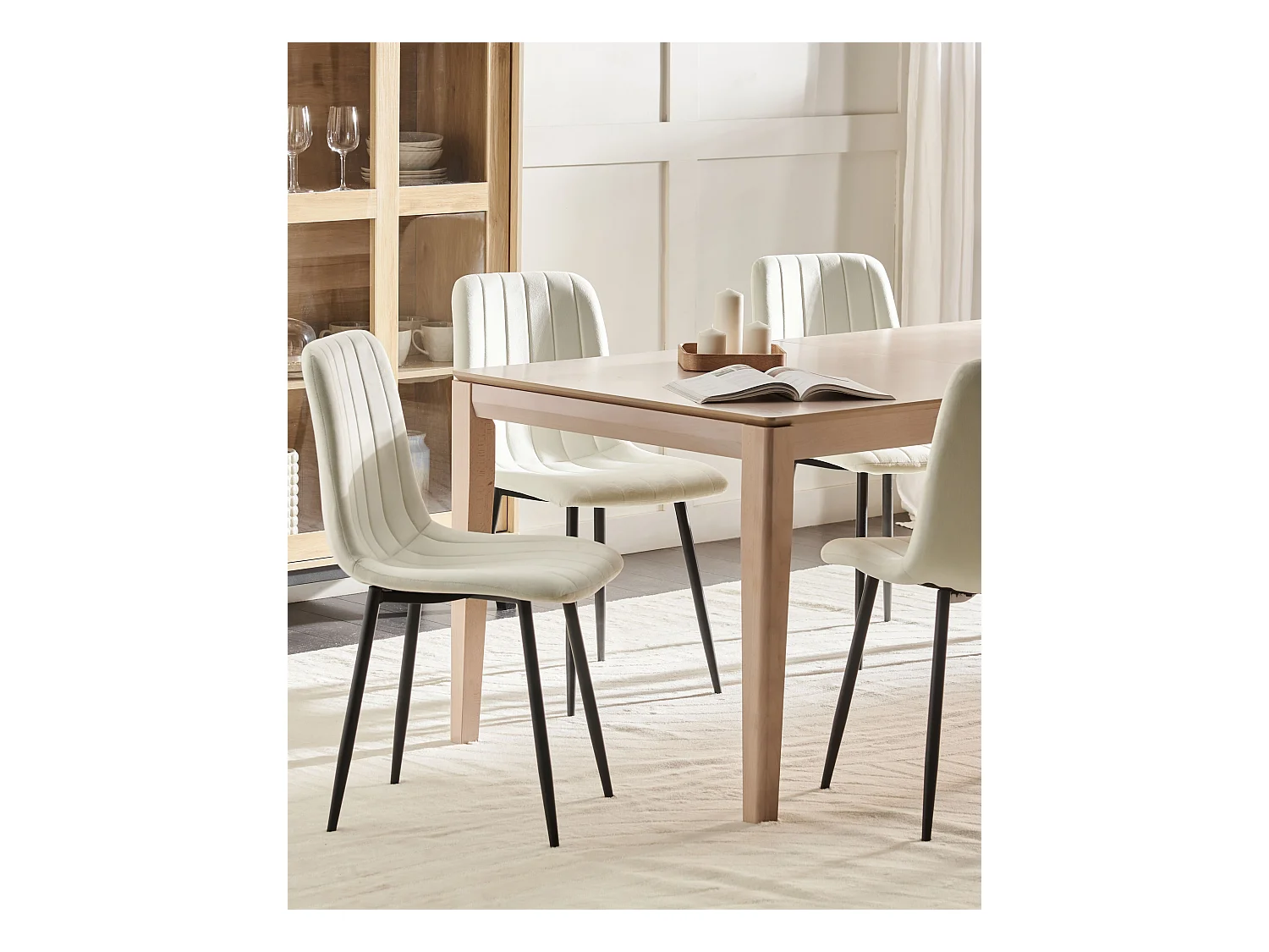Set van 4 eetkamerstoelen KALISPELL Fluweel Gebroken wit