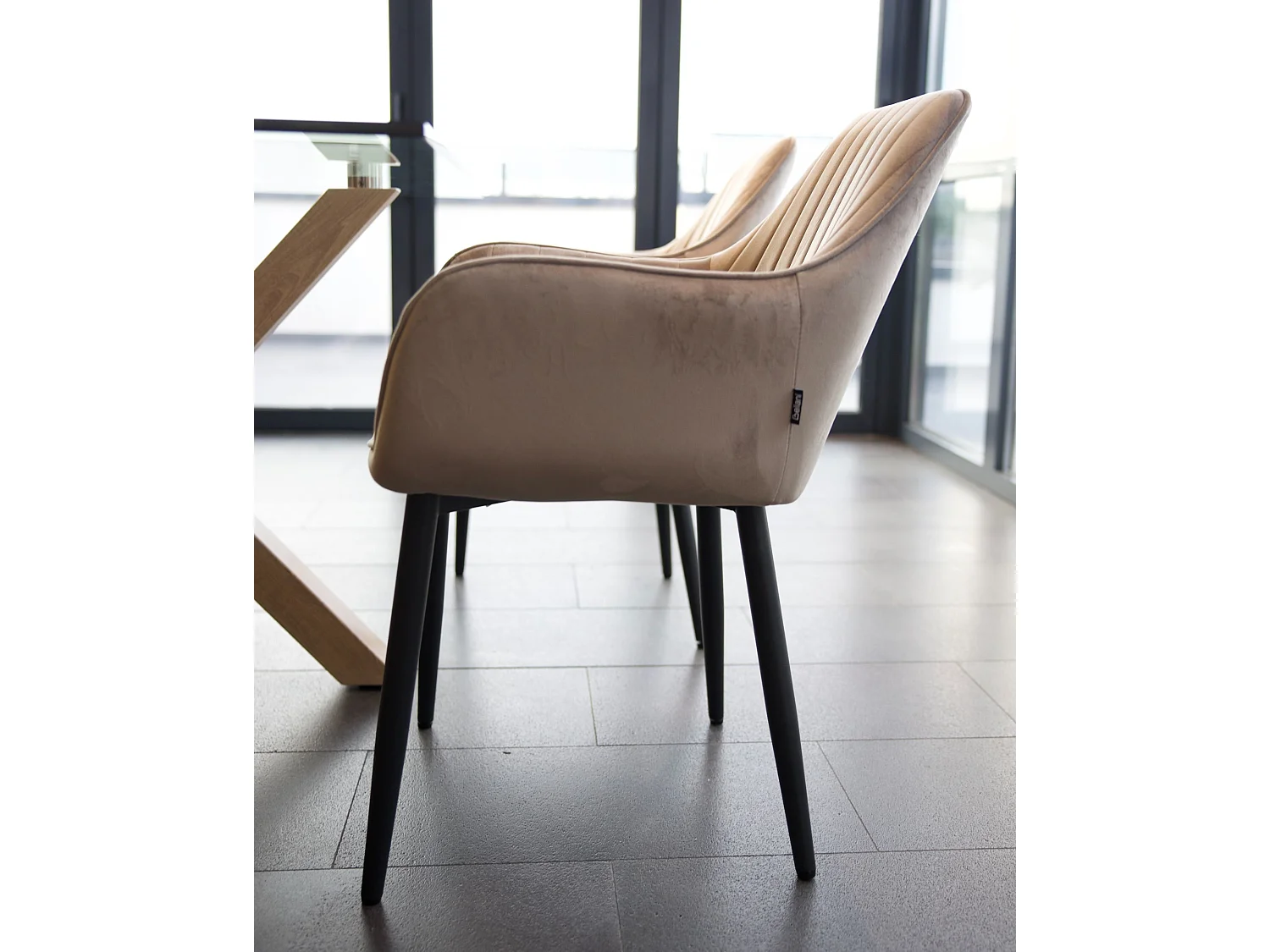 Lot de 2 chaises de salle à manger WELLSTON Velours Taupe