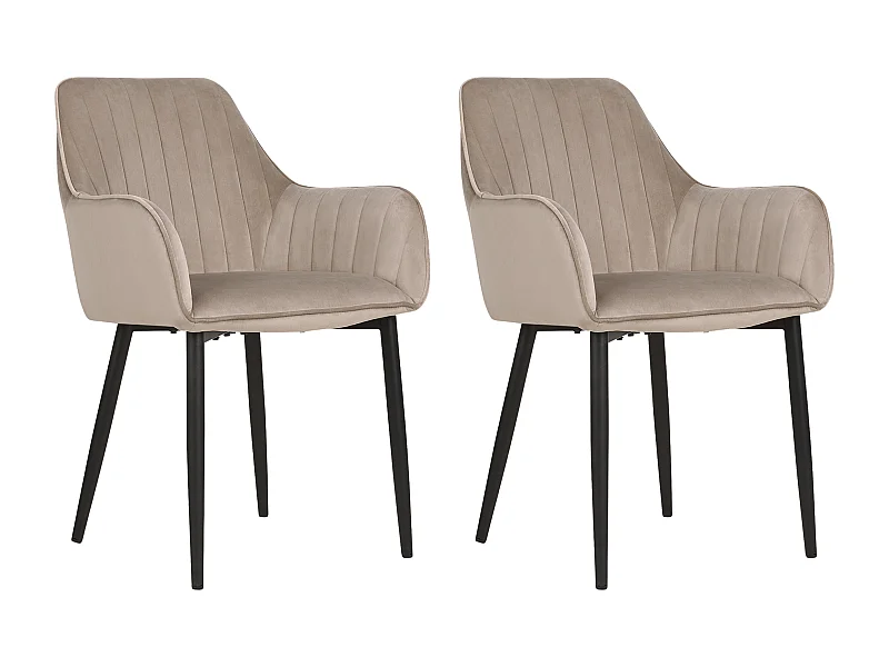 Lot de 2 chaises de salle à manger WELLSTON Velours Taupe